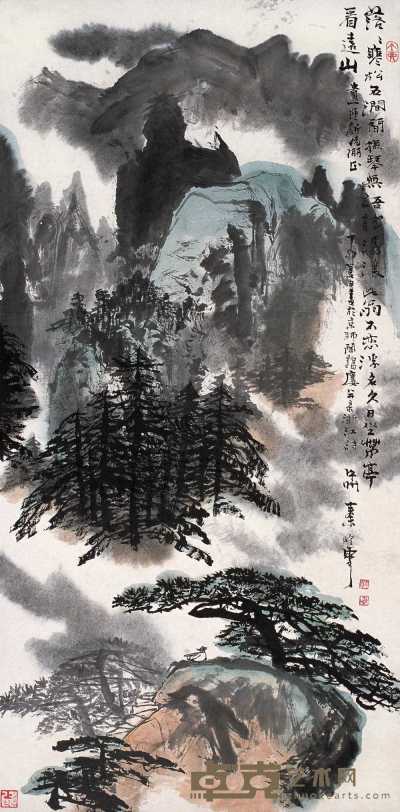 秦岭云 丁卯(1987)年作 山水 立轴 133.5×66cm
